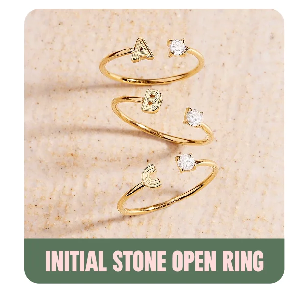 Initial Stone Open Ring