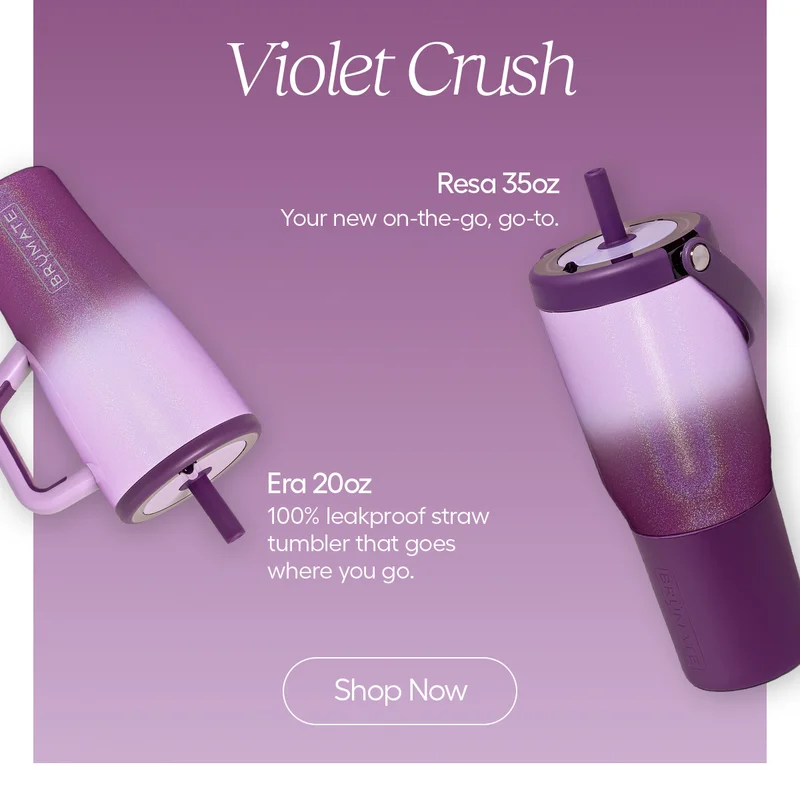 Violet Crush - Era 40oz 100% leakproof straw tumbler that goes where you go. Resa 35oz: Your new o-the-go, go-to.