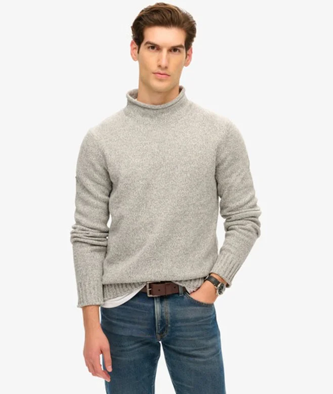 90s Roll Neck Jumper - Grey
