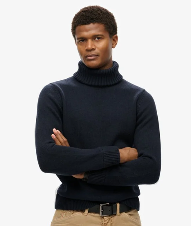 The Merchant Store - Roll Neck Jumper - Navy