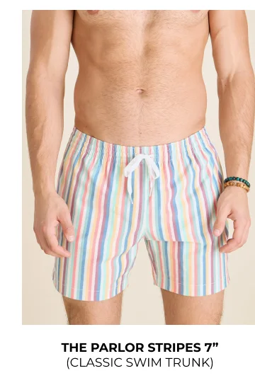 Classic Swim Trunk: The Parlor Stripes 7"