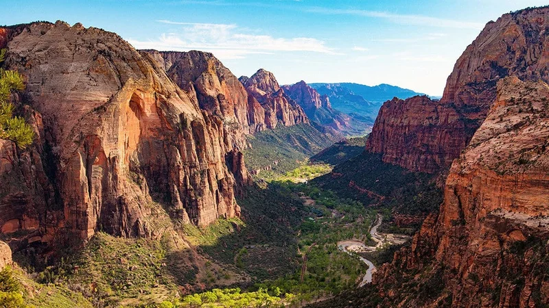 Image description: Aerial view of Zion National Park on a sunny day
