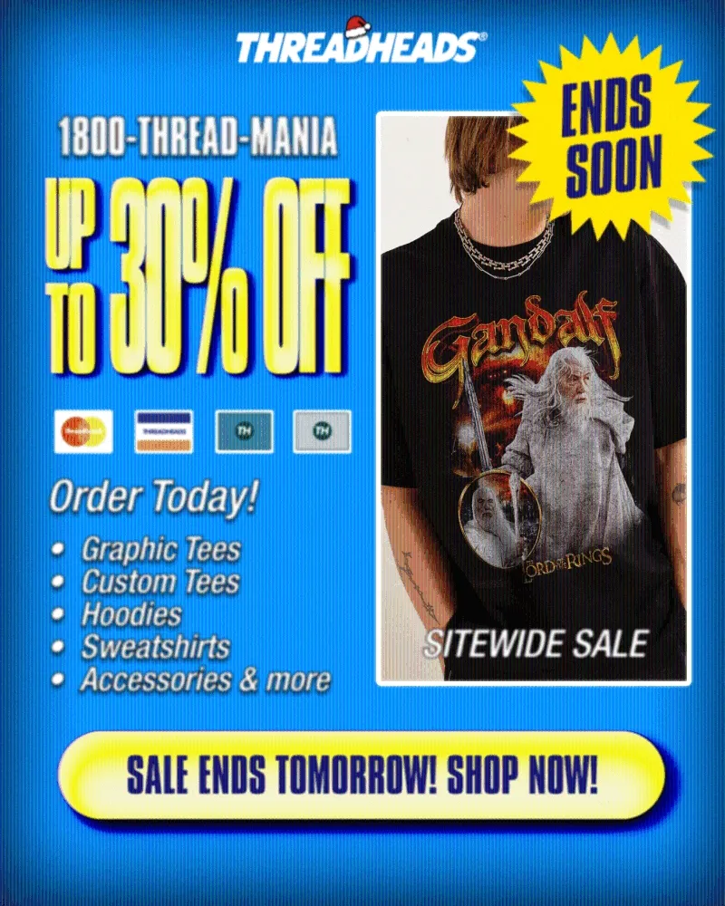 Sale ends tomorrow! Shop now!