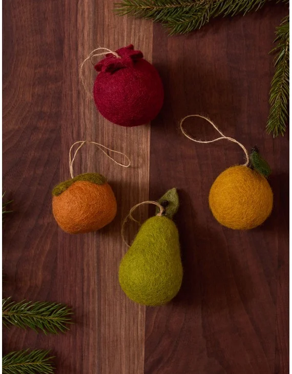 Felt Fruit Ornaments (Set of 4) by Sarah Sherman Samuel - Multi