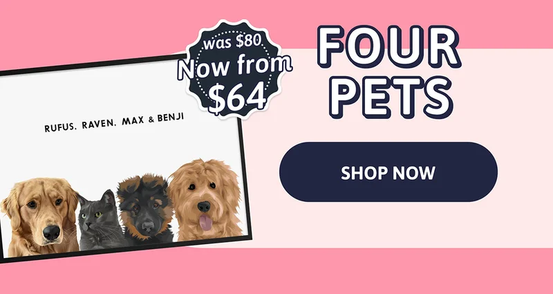 Modern Pet Portrait - Four Pets