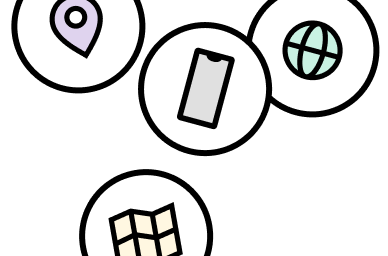 Image Description: Multiple icons showing a location pin, a phone, a globe, and a map