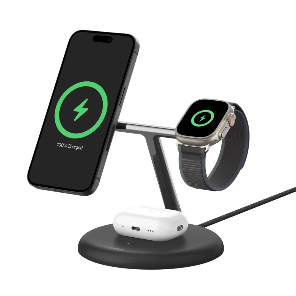 Image of 3-in-1 Magnetic Wireless Charging Stand with Qi2 15W