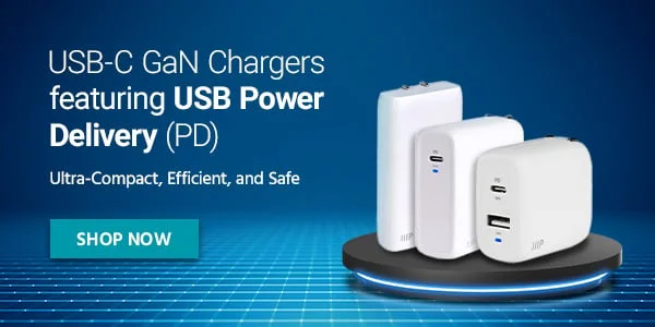 USB-C Gan Chargers featuring USB Power Delivery (PD). Ultra-Compact, Efficient, And Safe. Shop Now.