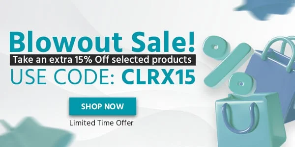 Blow Out Sale! Take An extra 15% Off Selected Products. Use Code: CLRX15. Limited Time Offer. Shop Now.