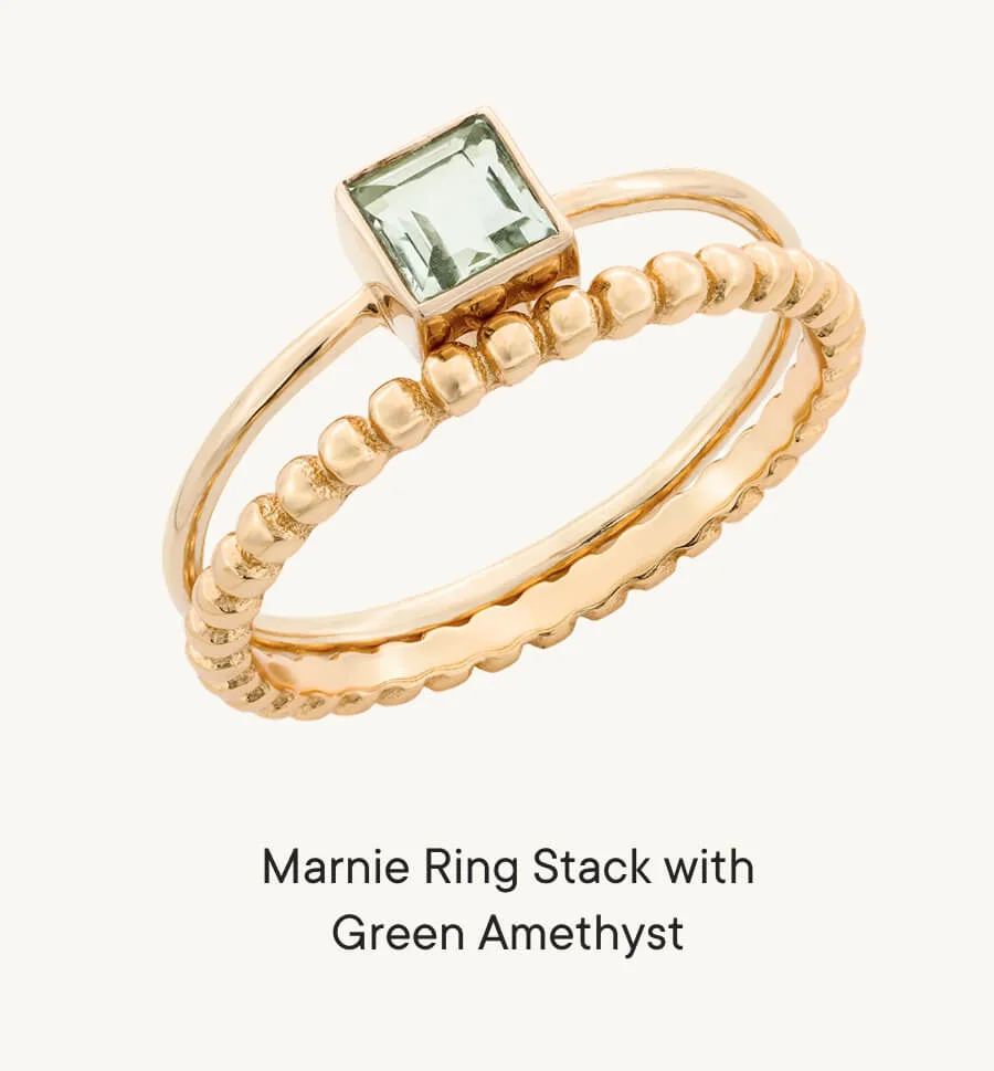 Marnie Ring Stack with Green Amethyst Marnie Ring Stack with Green Amethyst