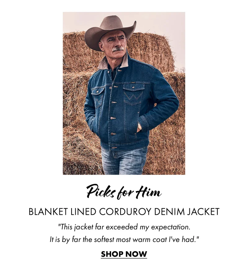 Picks for him blanket lined corduroy denim jacket