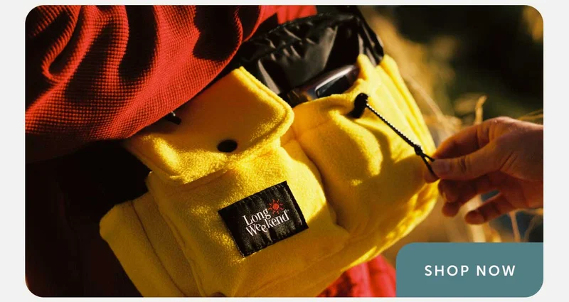 Image of a yellow long weekend fleece bag - shop now
