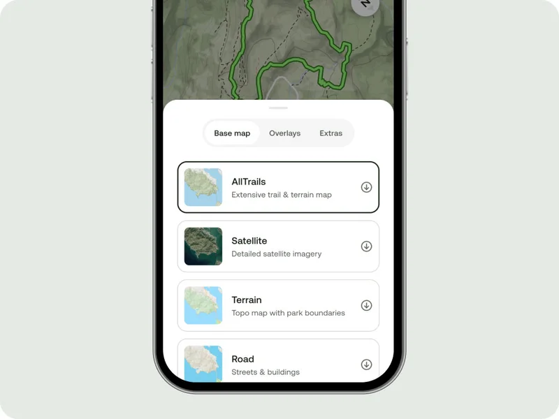 Phone screen showing download trails.