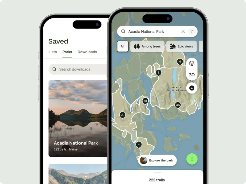 Phone screen showing Parks papges.