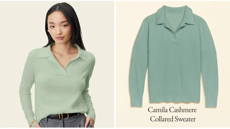 Camila Airy Cashmere Collared Sweater