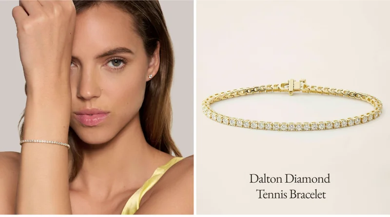 18k Solid Yellow Gold Dalton Diamond Tennis BraceletShop Women