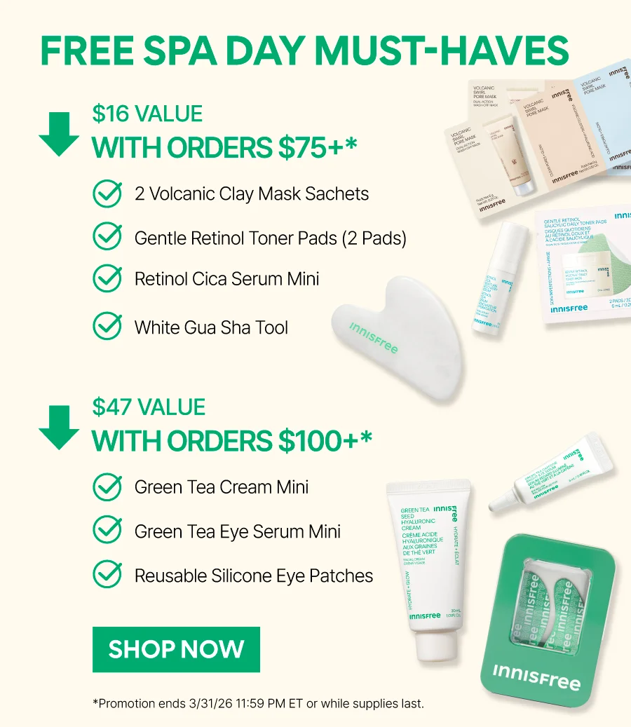 FREE SPA DAY ESSENTIALS WITH ORDERS $75+ AND $100+
