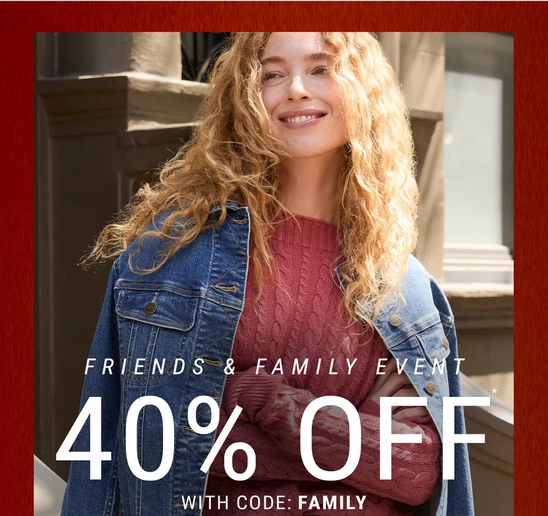 Friends & Family Event 40% Off* With Code: discount code