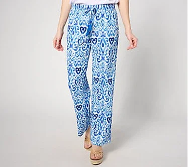 Belle Beach by Kim Gravel Tall Cabana Knit Santorini Pant  Size Tall 4X  Santorini Blue