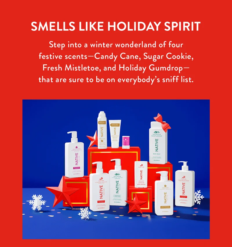SMELLS LIKE HOLIDAY SPIRIT | Step into a winter wonderland of four festive scents-Candy Cane, Sugar Cookie, Fresh Mistletoe, and Holiday Gumdrop- that are sure to be on everybody's sniff list.