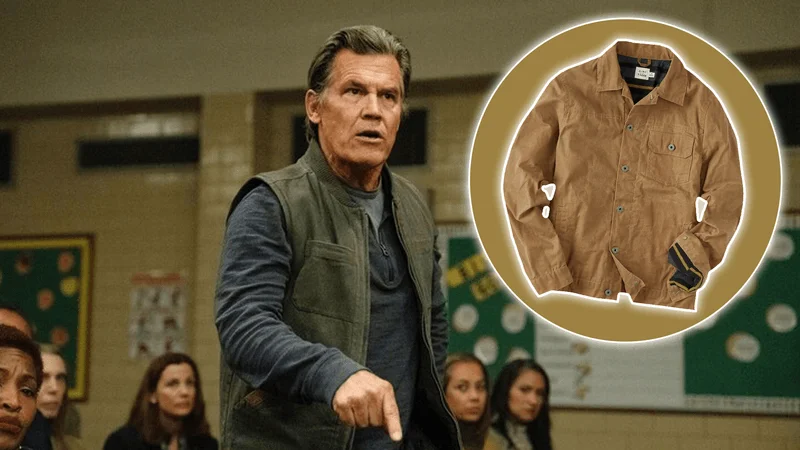 Josh Brolin wearing the Flint and Tinder waxed trucker jacket in 'Weapons'.
