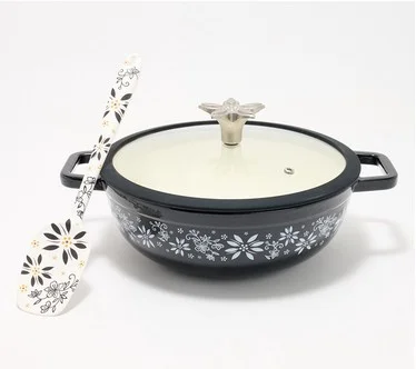 Temp-tations 3-Quart Cast Iron Cookware with Lid & Spoonula