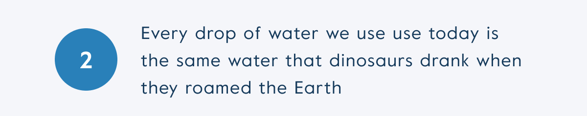 Every drop of water we use use today is the same water that dinosaurs drank when they roamed the Earth