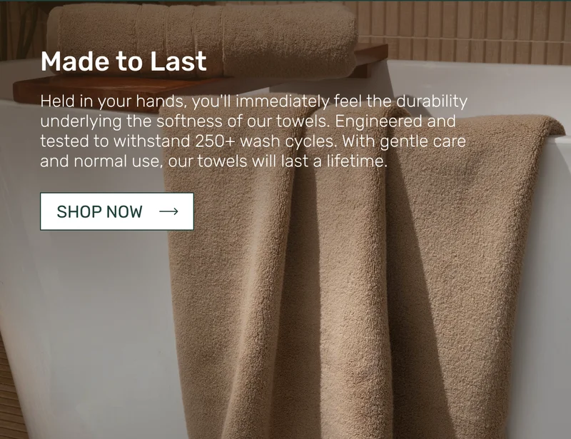Made to Last - Held in your hands, you'll immediately feel the durability underlying the softness of our towels. Engineered and tested to withstand 250+ wash cycles. With gentle care and normal use, our towels will last a lifetime.