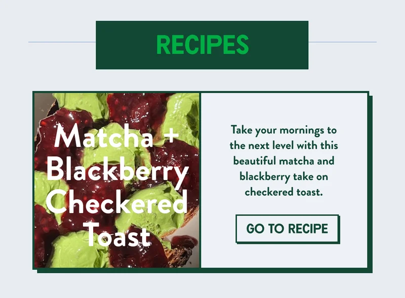 Matcha and blackberry checkered toast