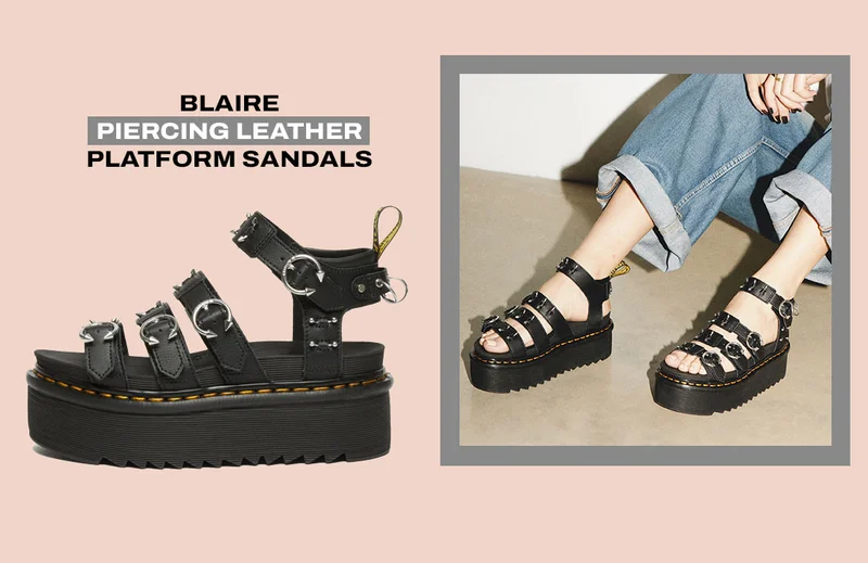 Blaire Piercing Leather Platform Sandals