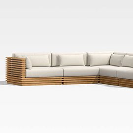 Batten 5-Piece L-Shaped Teak Outdoor Sectional Sofa