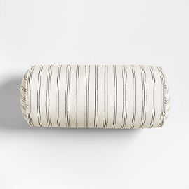 Portofino Cotton Striped Bolster 16"x8" Arctic Ivory Throw Pillow