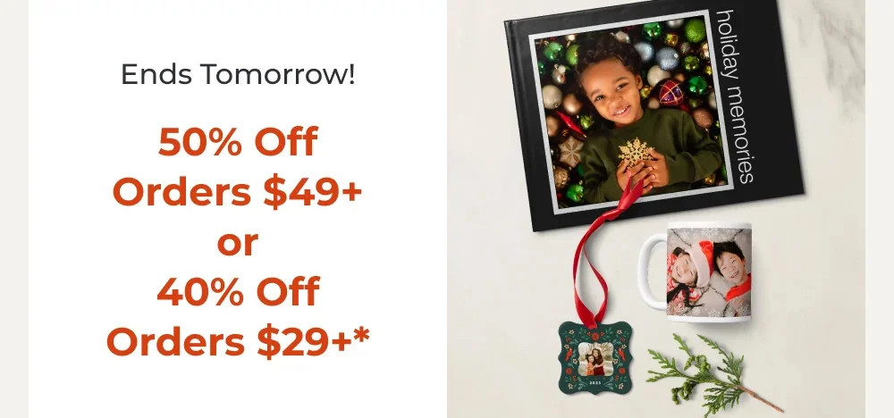 50% Off Orders $49+, 40% Off Orders $29+