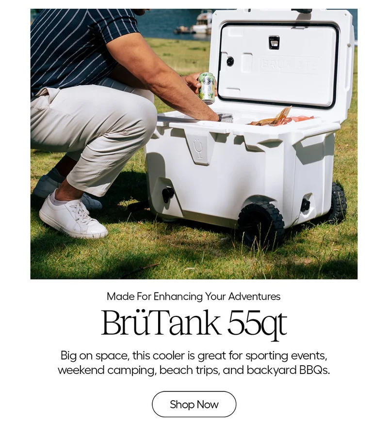 Made for Enhancing Your Adventures - BrüTank 55qt - Big on space, this cooler is great for sporting events, weekend camping, beach trips, and backyard BBQs. - Shop Now