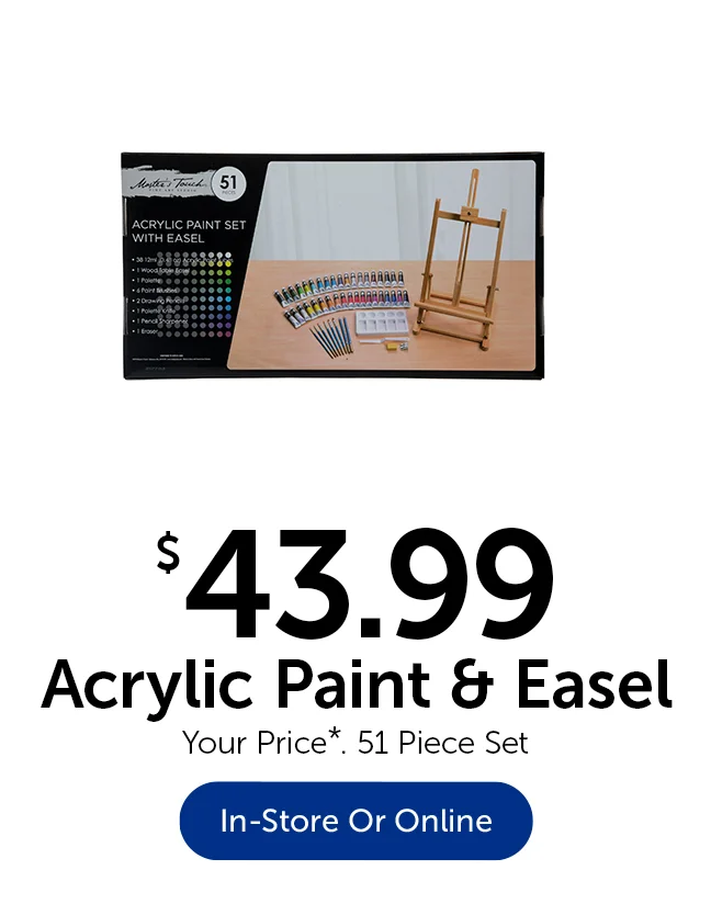 $43.99 Acrylic Paint & Easel - 51 piece set
