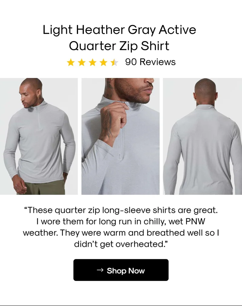 Light Heather Gray Active Quarter Zip Shirt