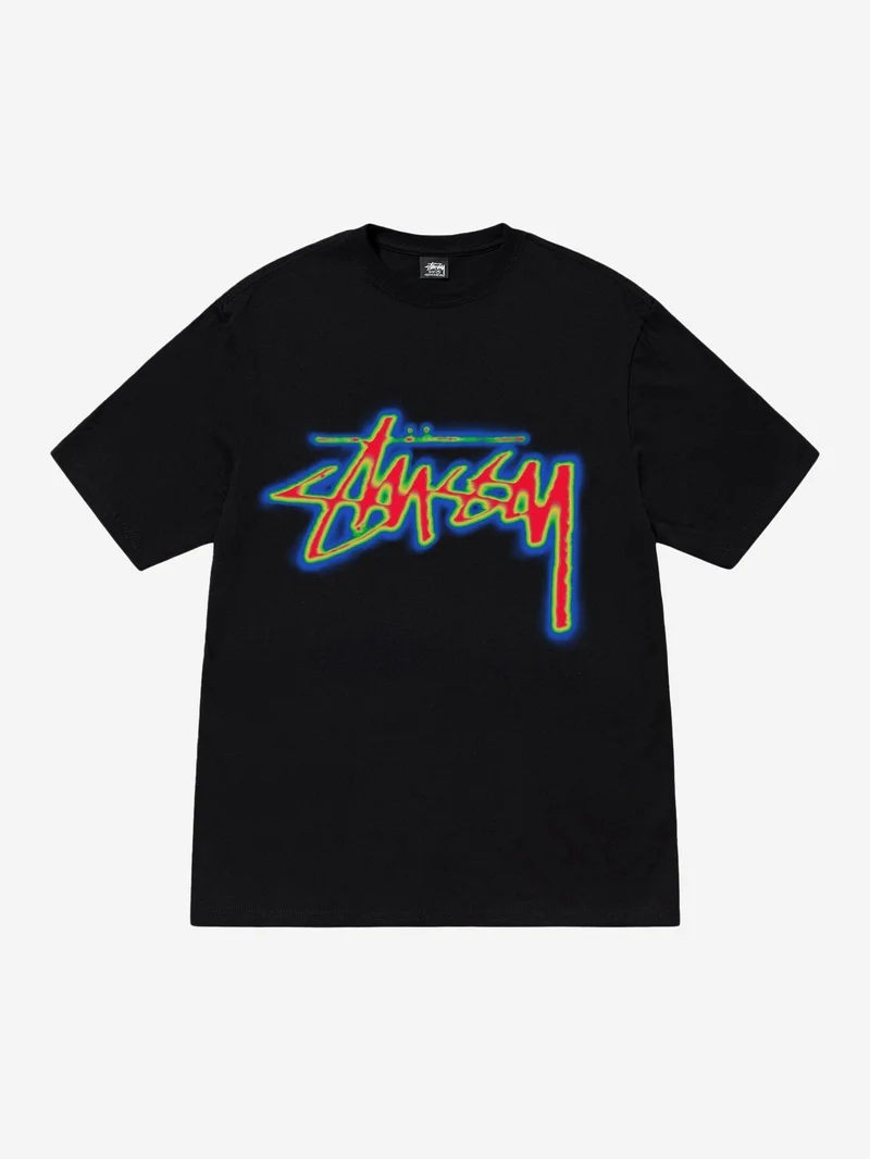 Image of Stussy Thermal Stock T-Shirt - Black