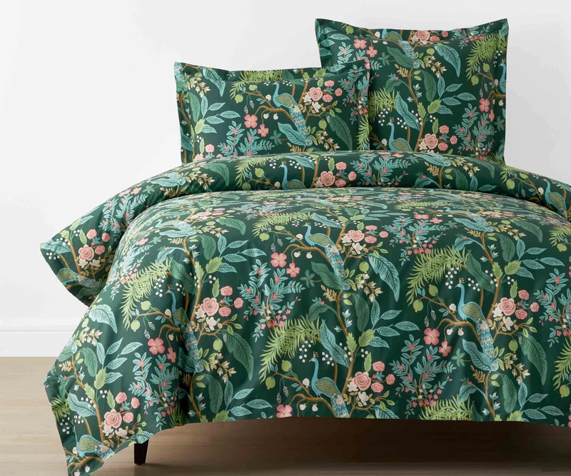 Image of Sateen Duvet Cover - Peacock Emerald