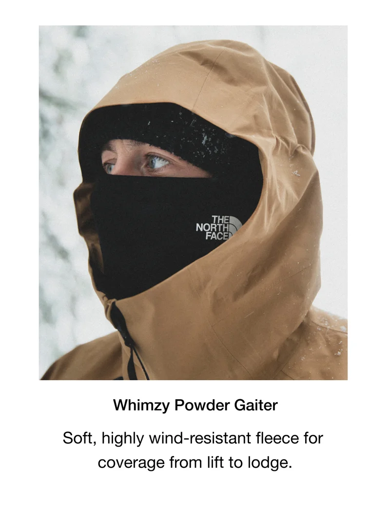 Whimzy Powder Gaiter. Soft, highly wind-resistant fleece for coverage from lift to lodge.