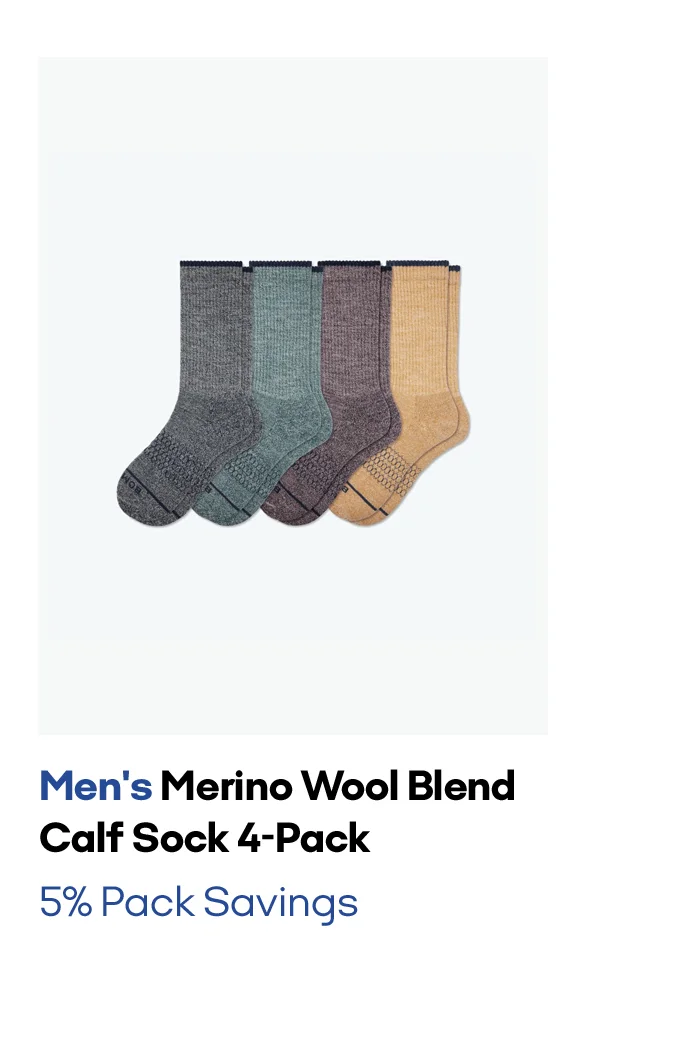 Men's Merino Wool Blend Calf Sock 4-Pack