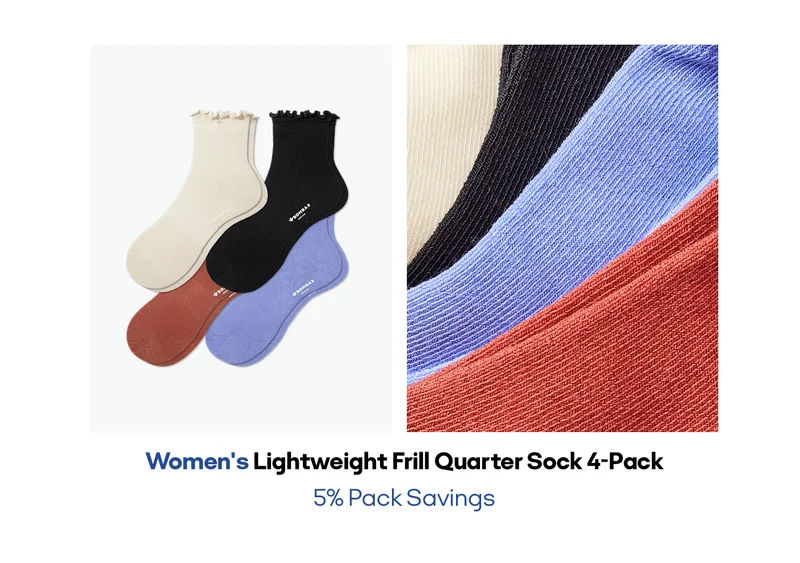 Women's Lightweight Frill Quarter Sock 4-Pack