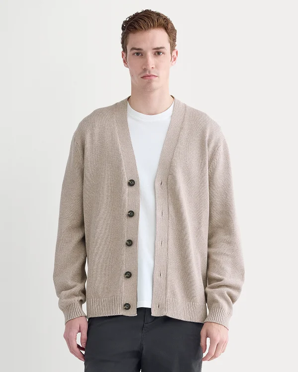 Image | The Classic Cardigan in Everyday Cotton | Heathered Oatmeal