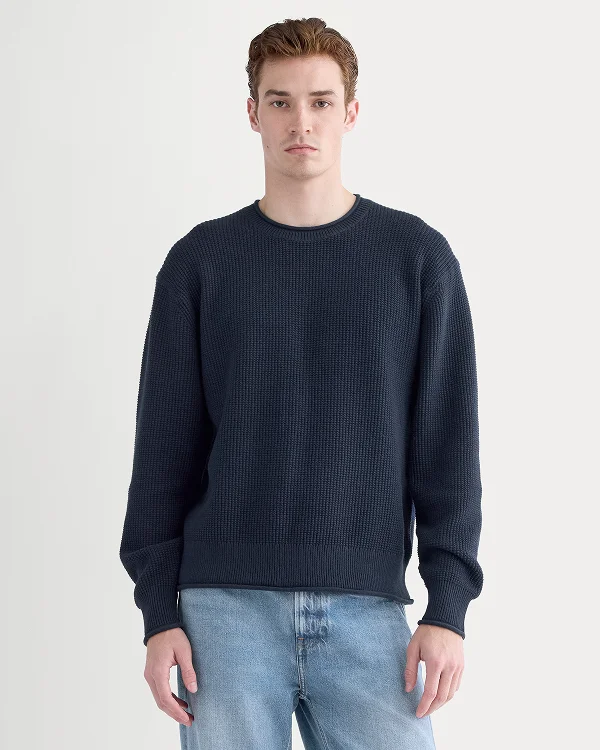 Image | Waffle Rollneck Crew in Everyday Cotton | Navy