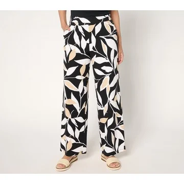 Denim & Co. Beach Jersey Regular Full Length Wide Leg Pant