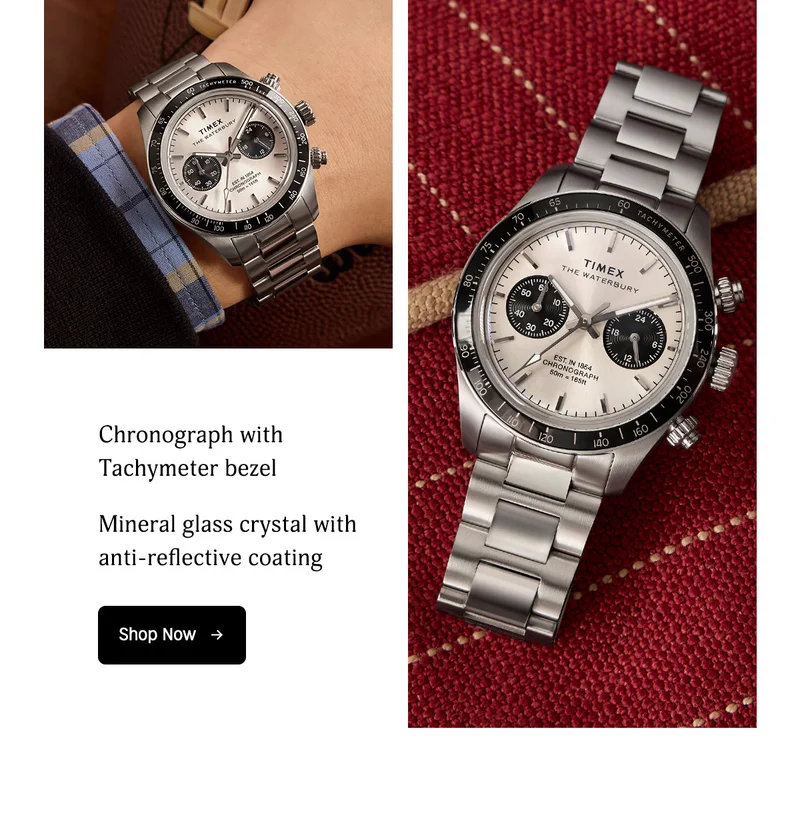 CHRONOGRAPH WITH TACHYMETER BEZEL | MINERAL GLASS CRYSTAL WITH ANTI-REFLECTIVE COATING | SHOP NOW