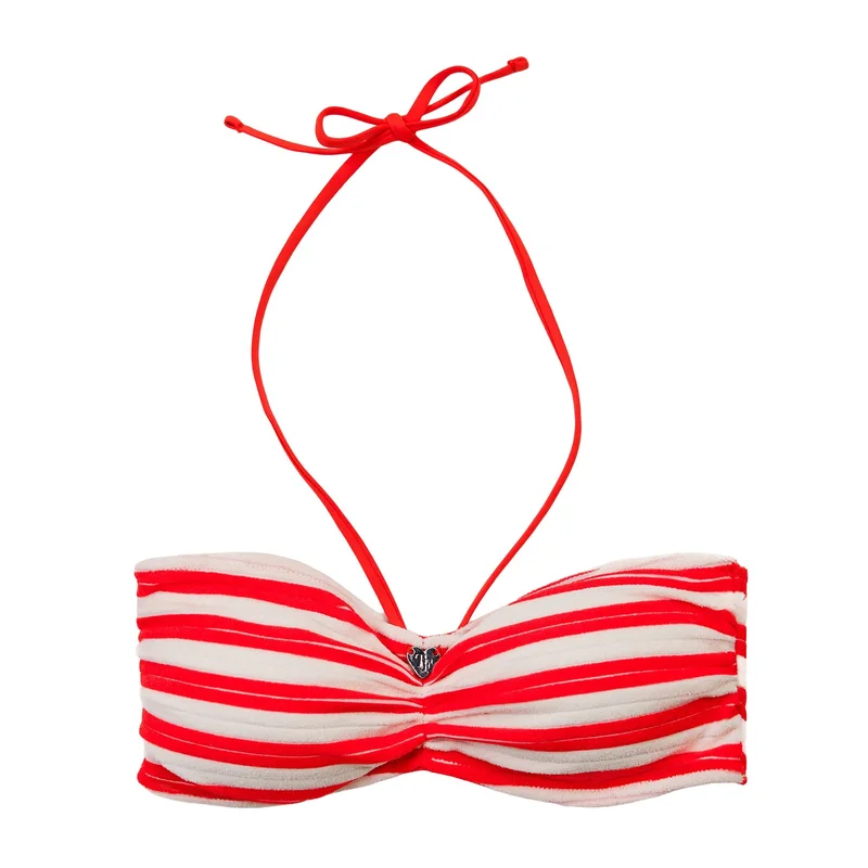 Image of Terry Stripe Bikini Top