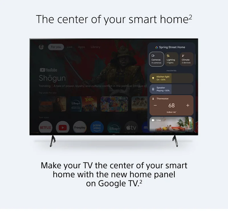 The center of your smart home² | Make your TV the center of your smart home with the new home panel on Google TV.²