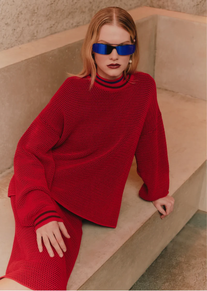 Selection of knitwear, looks and accessories in the iconic Ferrari red.