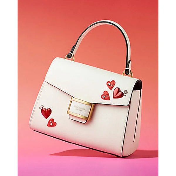 Katy Heart Embellished Small Top-handle Bag