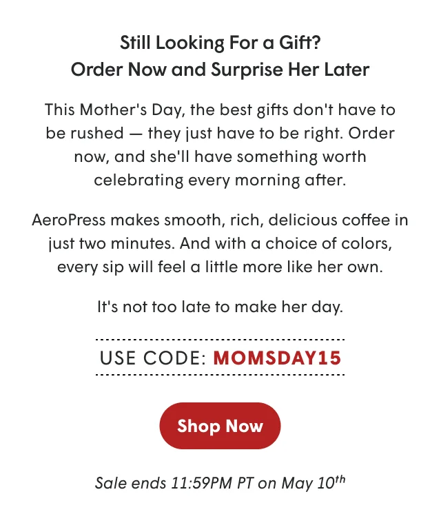 Use Code: MOMSDAY15